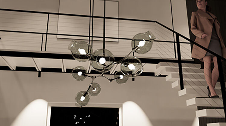 带有通用光源的定制灯具。图片由 Lake|Flato 提供